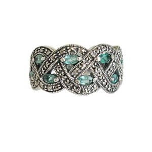 Bague art déco en marcassite et émeraudes - Métron