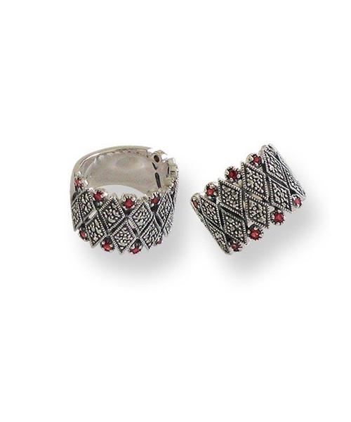 Bague argent en marcassites et grenats – Image 3