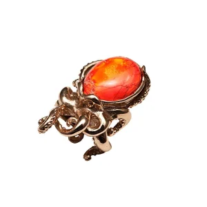 Bague Agate feu pieuvre en bronze - Bernard Delettrez