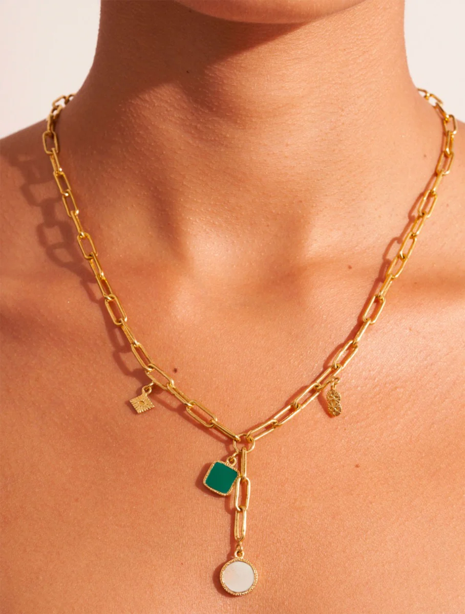 Sautoir Arya - Onyx Vert et Pierre de Lune – Image 2