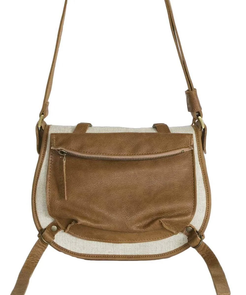 Sac besace en cuir beige - Pascale Risbourg