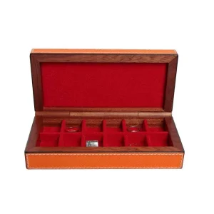 Boite à bagues en cuir et bois sur mesure - Personnalisable