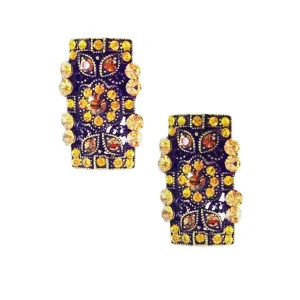 Boucles d'oreille clip rectangle miel - Editions LESSisRARE Bijoux