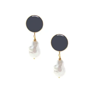 Boucles d'oreille perle baroque et hématite - Editions LESSisRARE perles