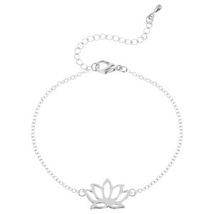 Bracelet fleur lotus argent