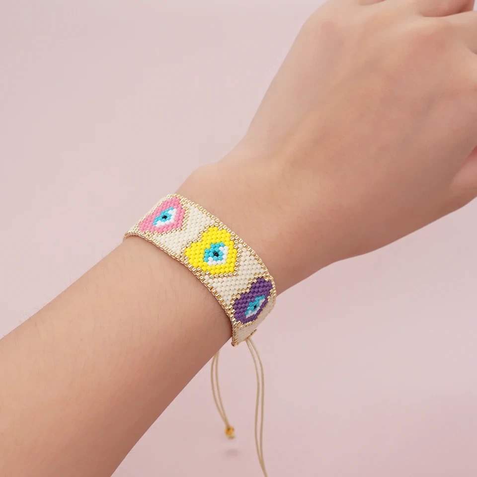 Bracelet coeurs perles miyuki multicolore – Image 2