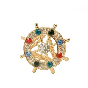 Broche Originale Gouvernail Doré