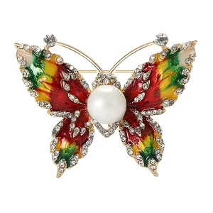 Broche Papillon Perlée