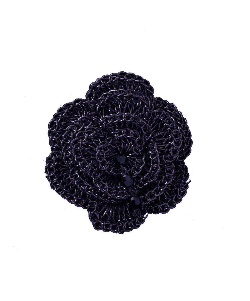 Broche Fleur crochetée - Marine - Betty Gabrielle