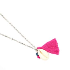 Collier femme pompon