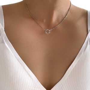 Collier cercle strass argent