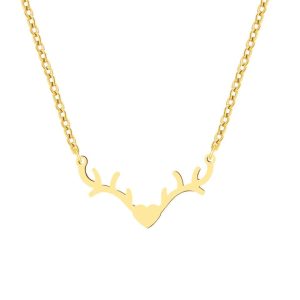 Collier cerf acier doré