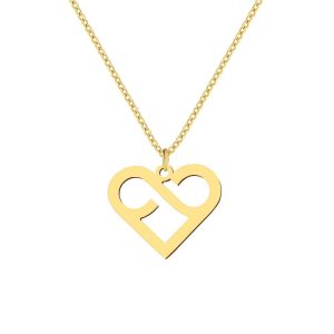 Collier coeur acier doré