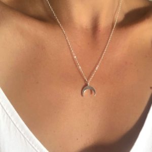 Collier corne lune argent