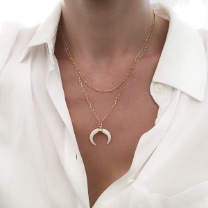 Collier corne multirangs femme