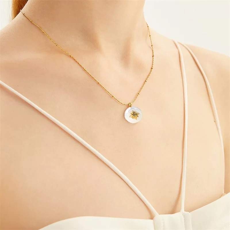 Collier court perle blanche étoile – Image 2