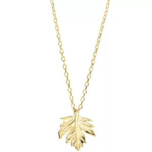 Collier feuille en argent plaqué or