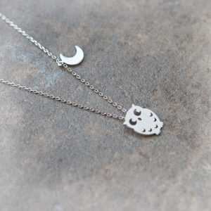 Collier hiboux argenté femme