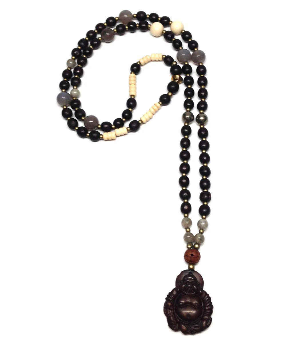 Sautoir tibétain en perles et Buddha rieur - Jewels of Mala