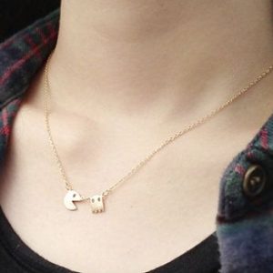 Collier pacman doré femme