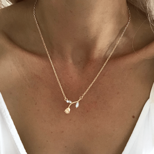 collier pendentif rose strass