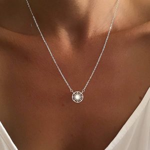 Collier pendentif soleil argent