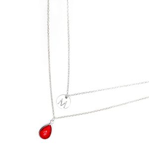 Collier femme personnalisé multi rangs rouge