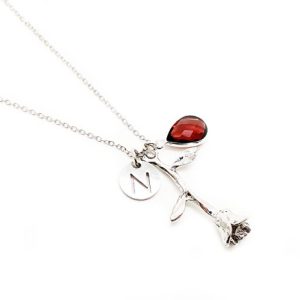 Collier femme  personnalise pierre rouge
