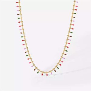 collier ras du cou multicolore