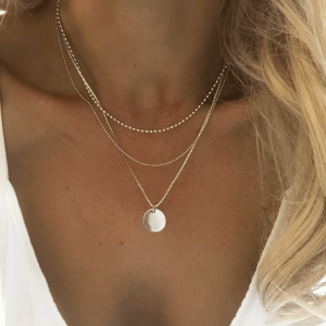 collier triple rang argent