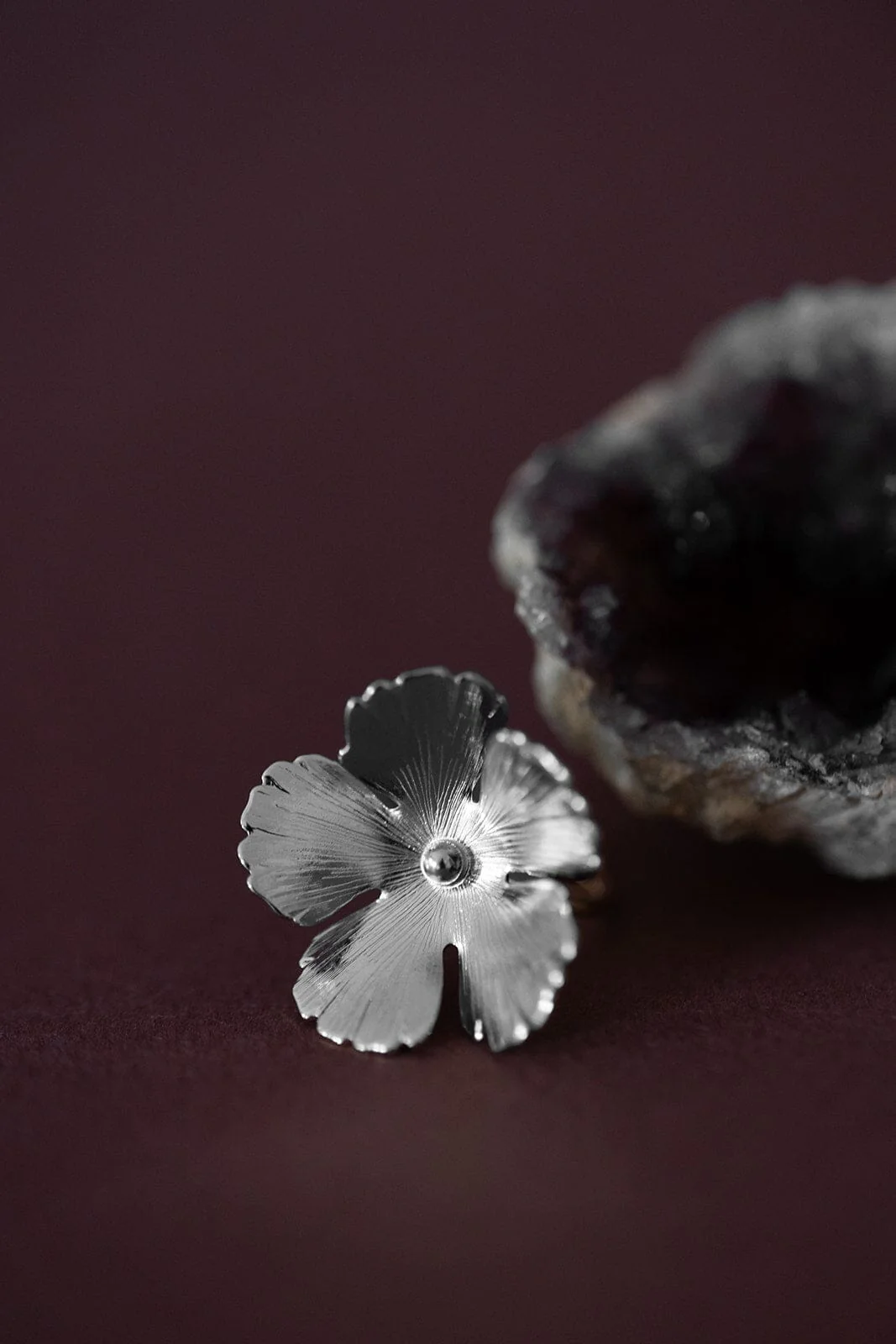 Maxi Bague Orphée Argent Fleur Ajustable – Image 2