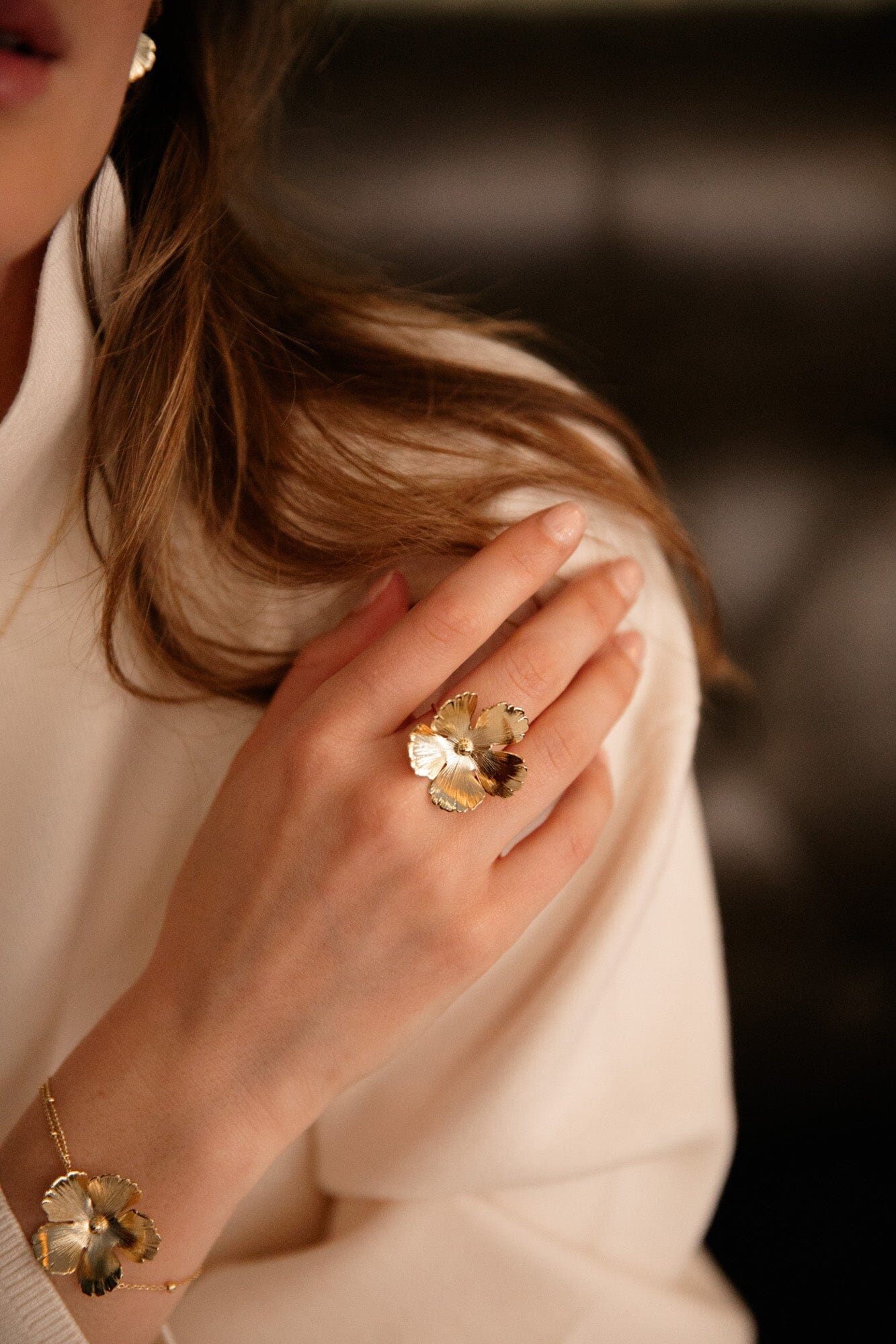 Maxi Bague Orphée Argent Fleur Ajustable – Image 8