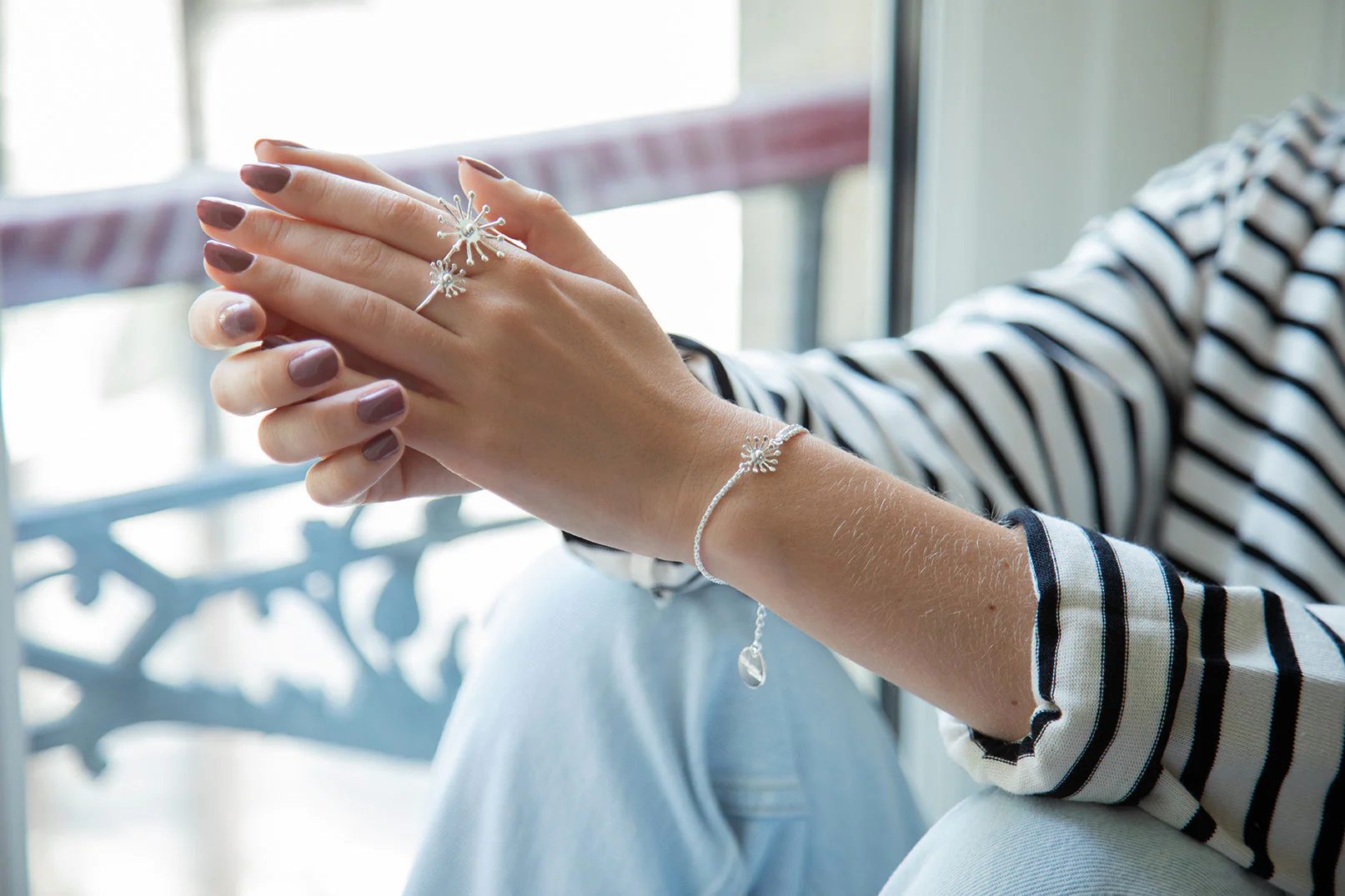 Maxi Bague Rhéa Argent Flocon Ajustable – Image 3