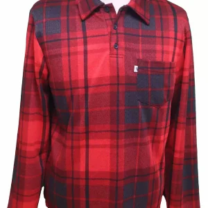 Polo Adapté à Manches Longues Style 2-6189 carreaux rouge