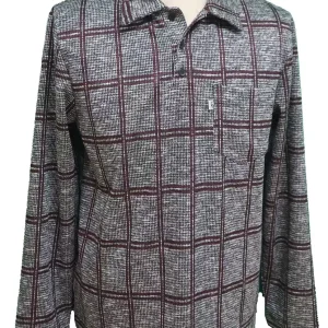 Polo Adapté à Manches Longues Style 2-6189 -Carreaux Bourgogne