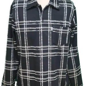 Polo Adapté à Manches Longues Style 2-6189 Carreaux noir/beige