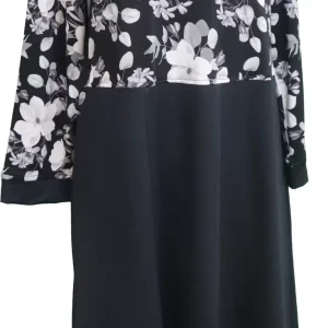 Robe Adaptée Style 2-4603 -Fleuri noir et Blanc