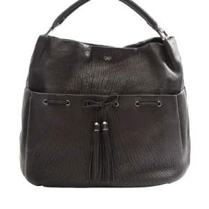 Grand sac Lacing en cuir grainé noir - Anya Hindmarch